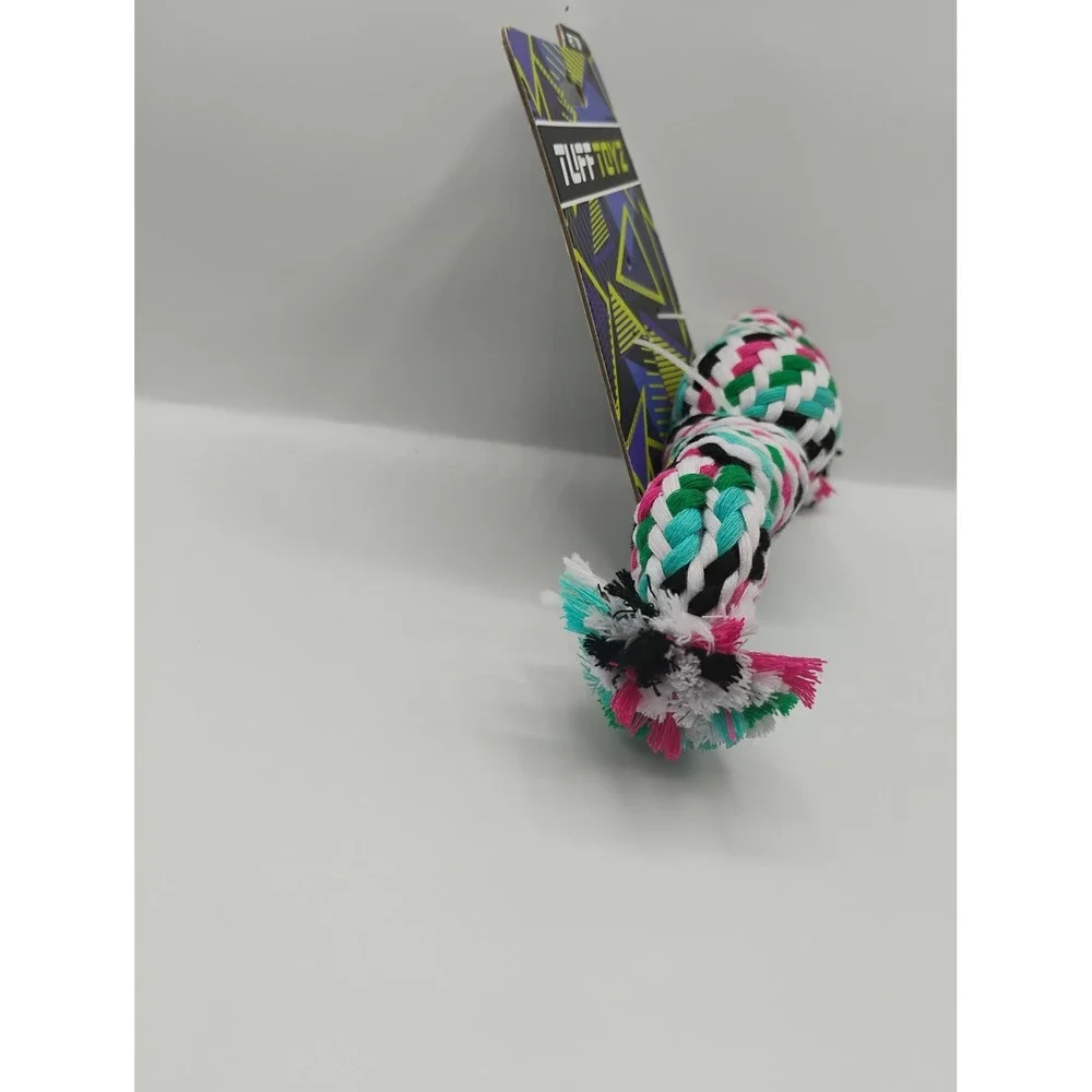 Tuff Toyz Rope Toy Dog Small Multicolor New Braided Knotted Ball Pet Toy